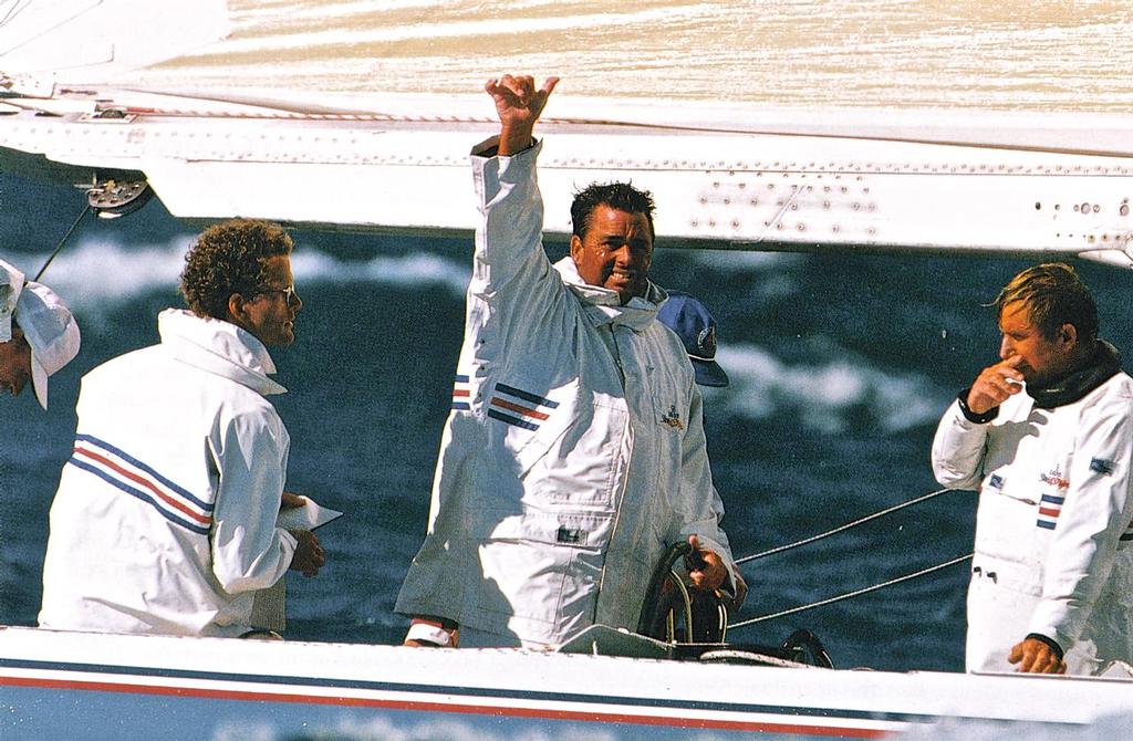 Dennis Conner returns the America's Cup to USA - Fremantle, February 1987 © Bruce Jarvis